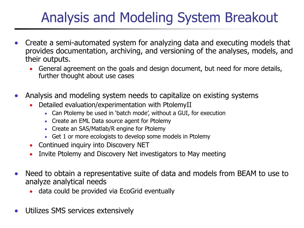 analysis and modeling system breakout