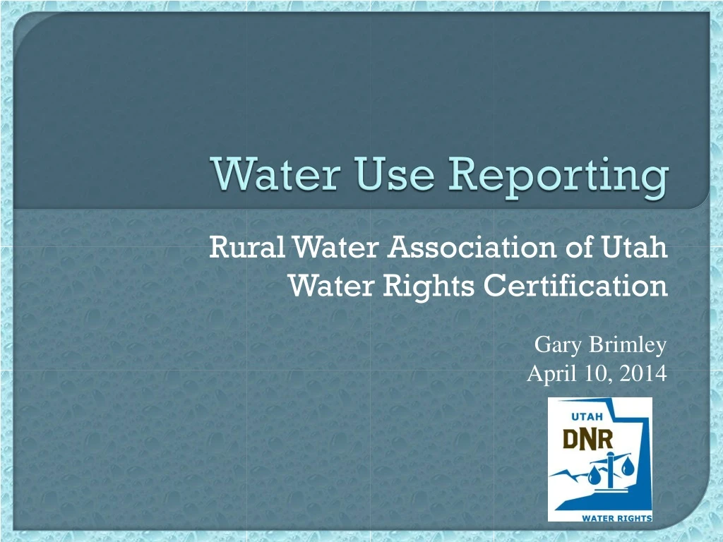 water use reporting