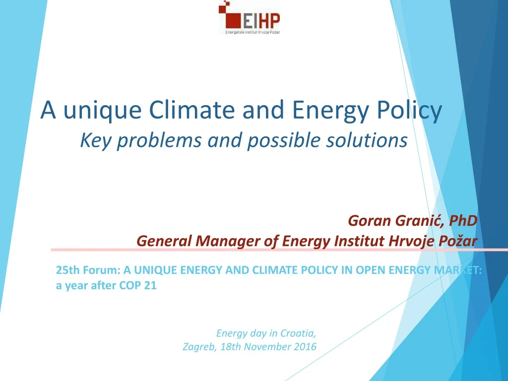 a unique climate and energy policy key problems and possible solutions