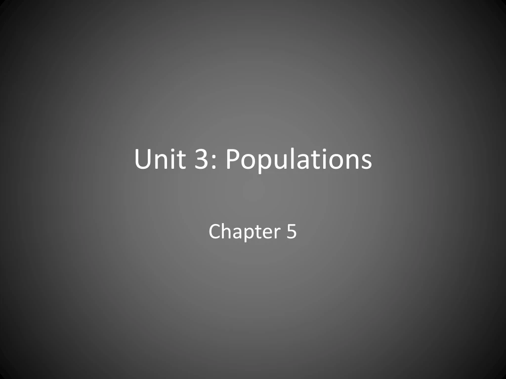 unit 3 populations
