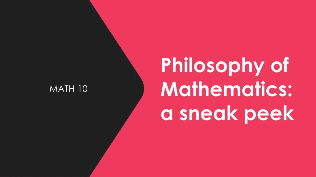 philosophy of mathematics a sneak peek