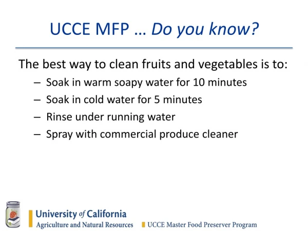 UCCE MFP … Do you know?