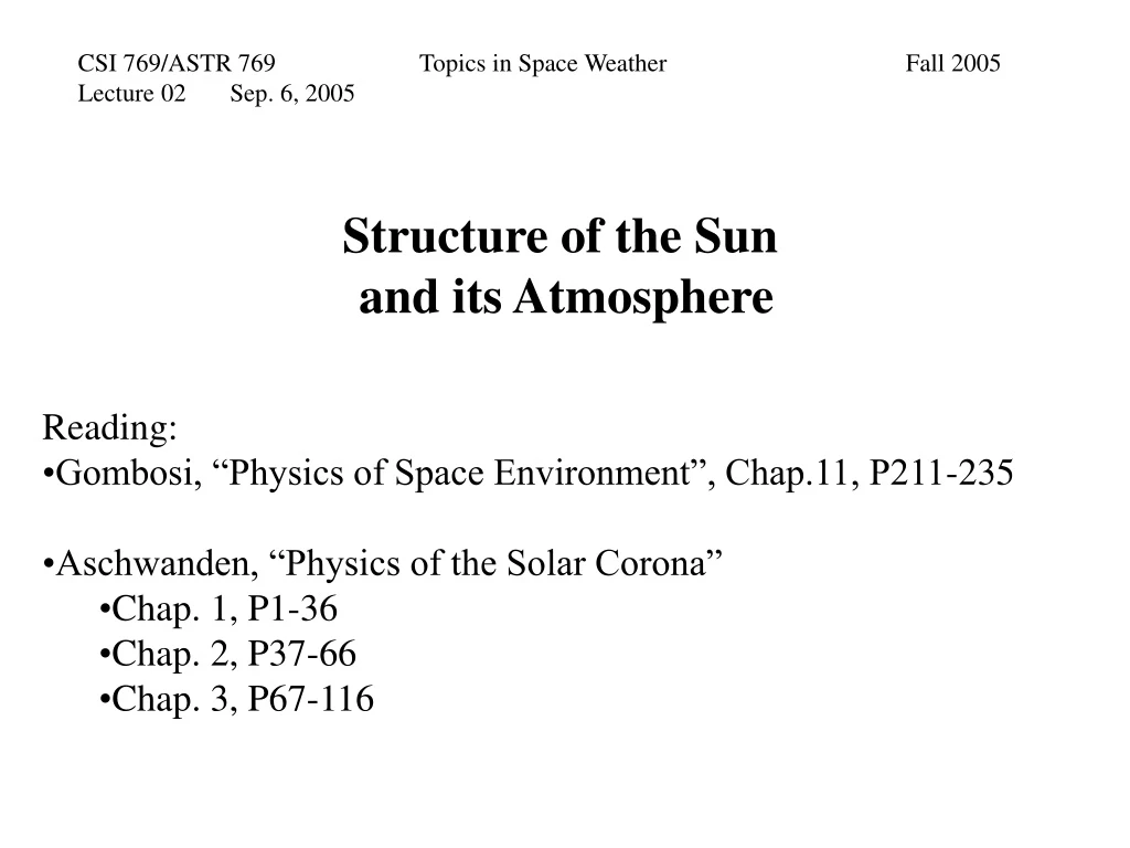 csi 769 astr 769 topics in space weather fall