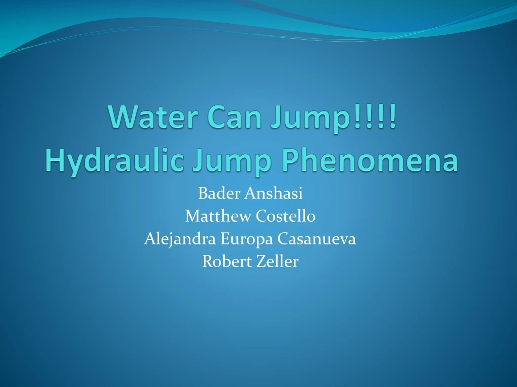 water can jump hydraulic jump phenomena