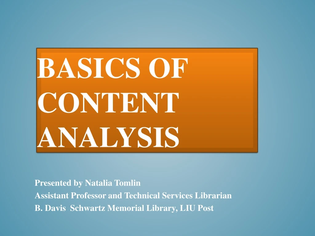 basics of content analysis