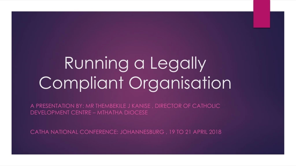 running a legally compliant organisation