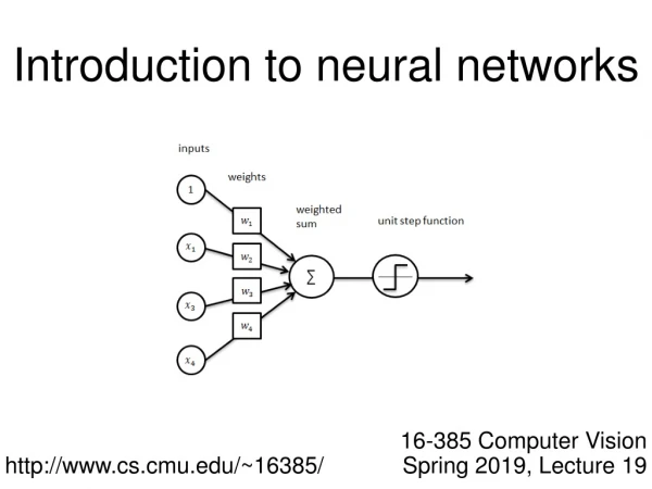 Introduction to neural networks