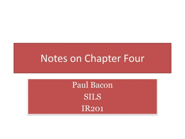 Notes on Chapter Four