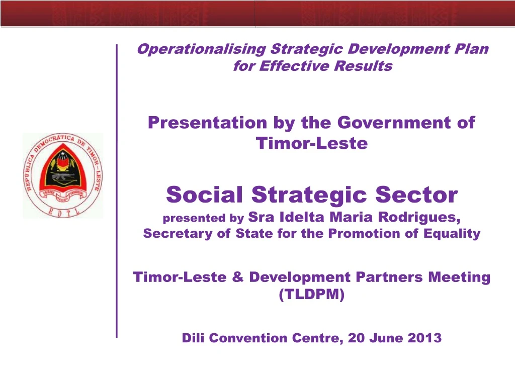 operationalising strategic development plan