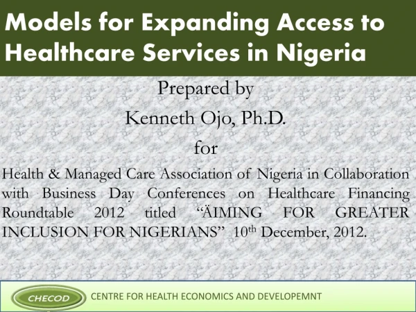 Models for Expanding Access to Healthcare Services in Nigeria
