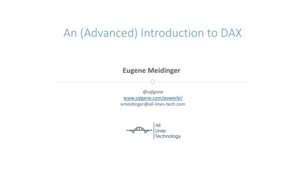 An (Advanced) Introduction to DAX