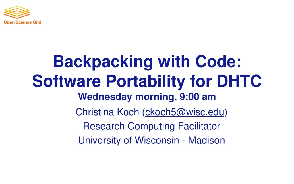 backpacking with code software portability for dhtc wednesday morning 9 00 am