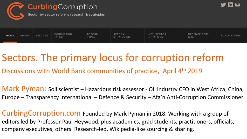 sectors the primary locus for corruption reform