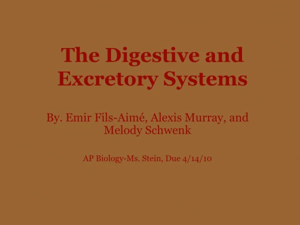 The Digestive and Excretory Systems