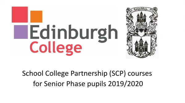 School College Partnership (SCP) courses for Senior Phase pupils 2019/2020