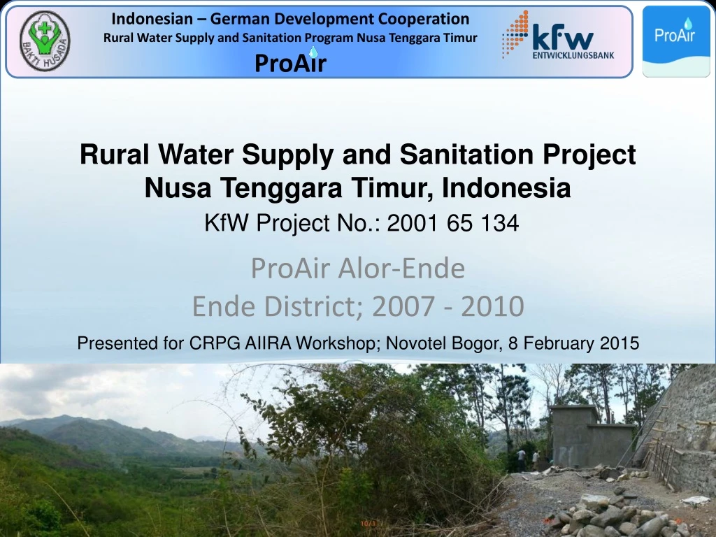 rural water supply and sanitation project nusa tenggara timur indonesia kfw project no 2001 65 134