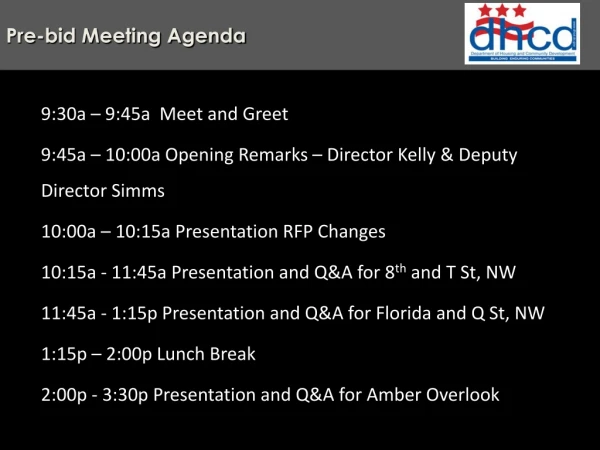 Pre-bid Meeting Agenda