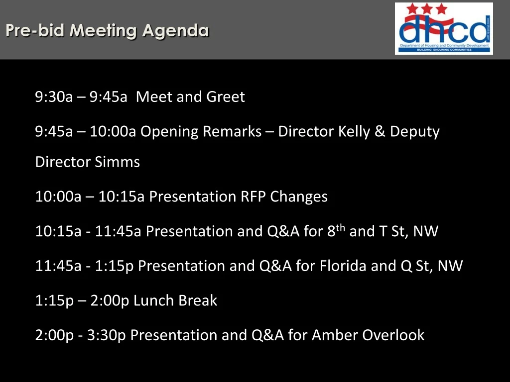 pre bid meeting agenda