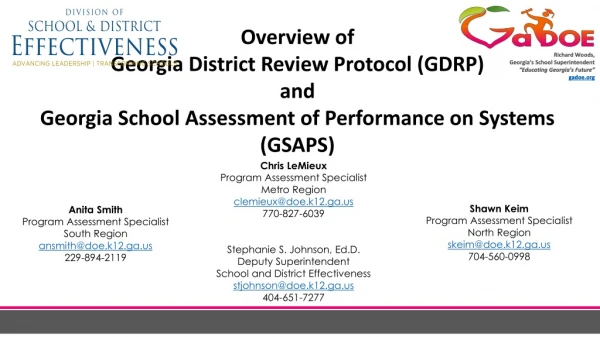 Anita Smith Program Assessment Specialist South Region ansmith@doe.k12.ga 229-894-2119