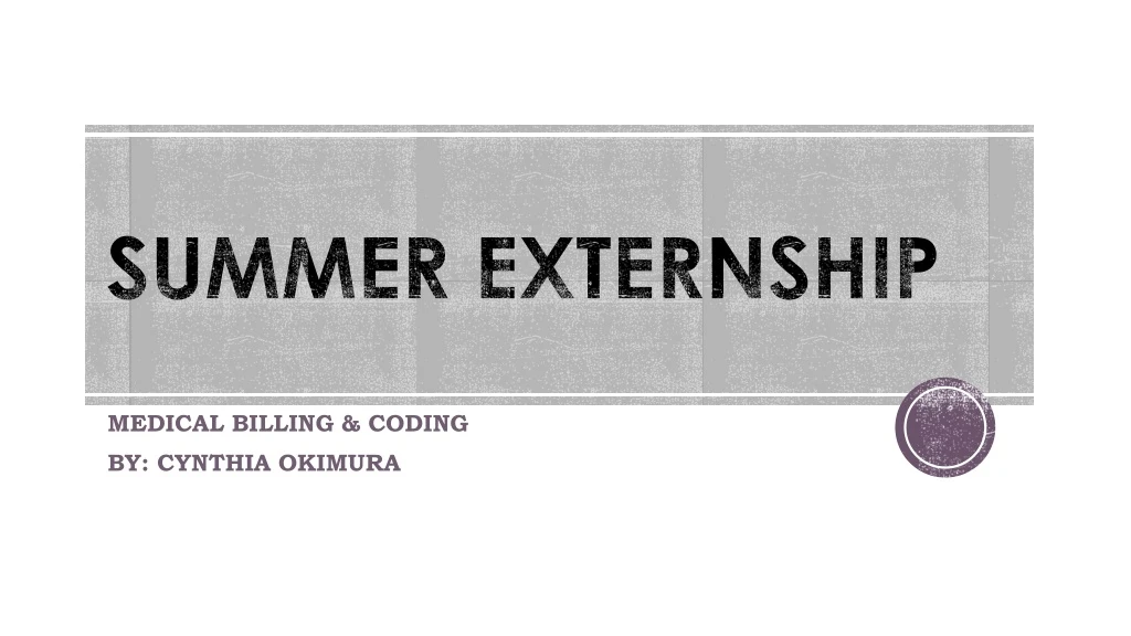 summer externship