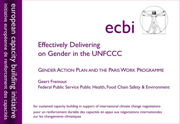 Effectively Delivering on Gender in the UNFCCC Gender Action Plan and the Paris Work Programme