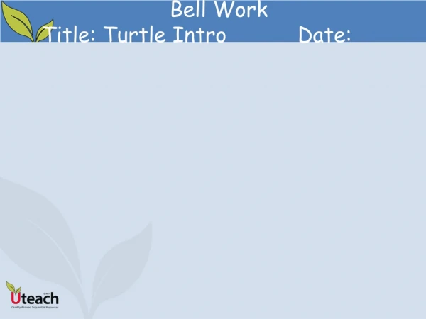 Bell Work Title: Turtle Intro		Date:
