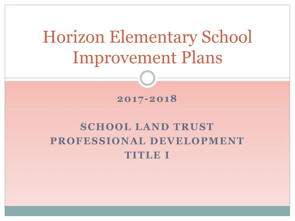 horizon elementary school improvement plans