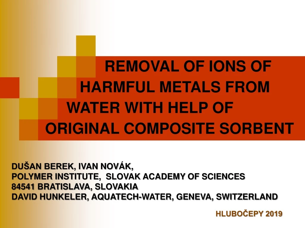 removal of ions of harmful metals from water with