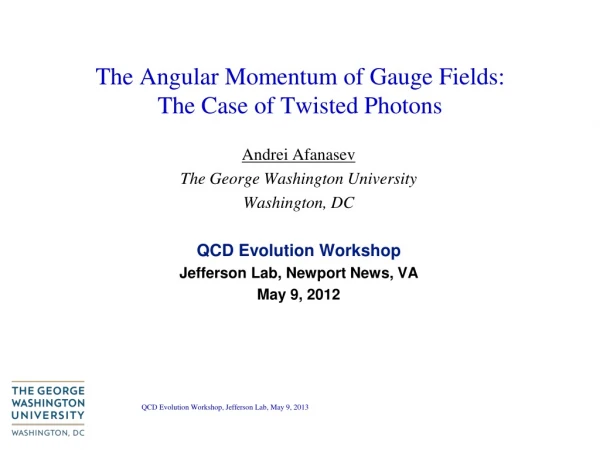The Angular Momentum of Gauge Fields: The Case of Twisted Photons