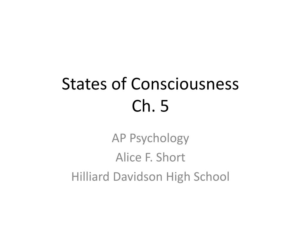 states of consciousness ch 5