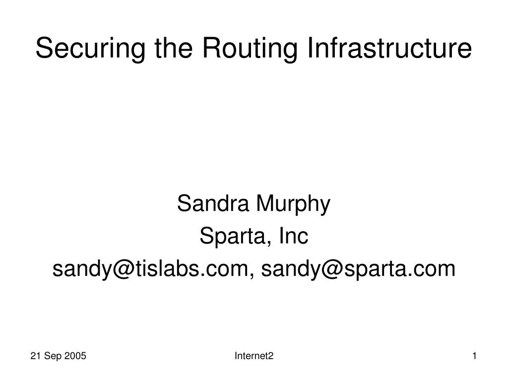 securing the routing infrastructure