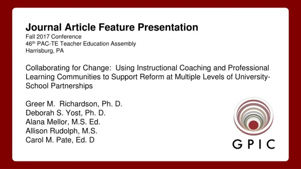 Journal Article Feature Presentation Fall 2017 Conference