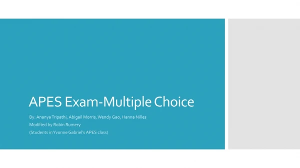 APES Exam-Multiple Choice