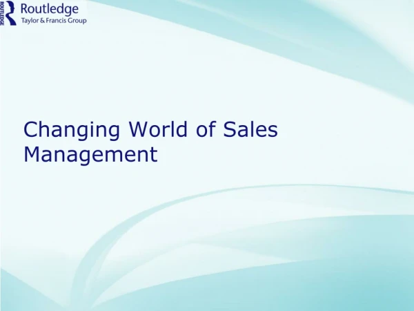 Changing World of Sales Management