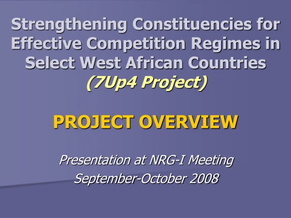 Presentation at NRG-I Meeting September-October 2008