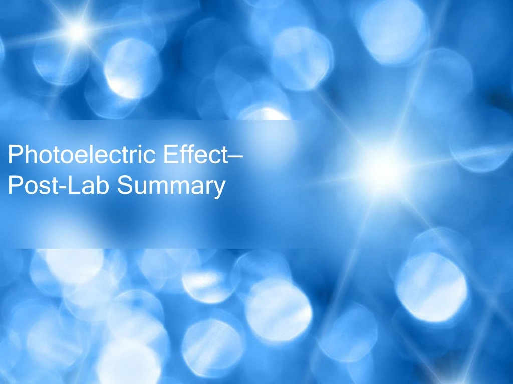 photoelectric effect post lab summary