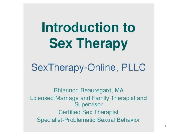 Introduction to Sex Therapy