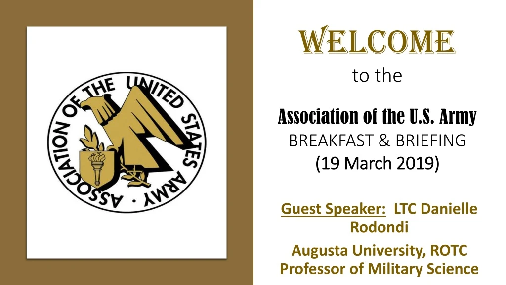 welcome to the association of the u s army breakfast briefing 19 march 2019