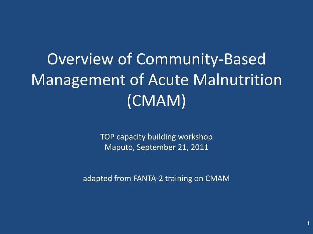 overview of community based management of acute