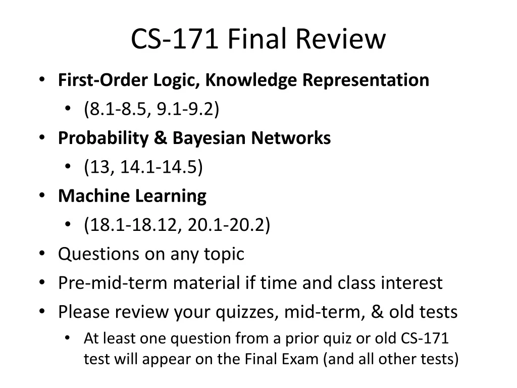 cs 171 final review