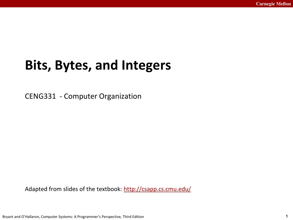 bits bytes and integers ceng331 computer organization