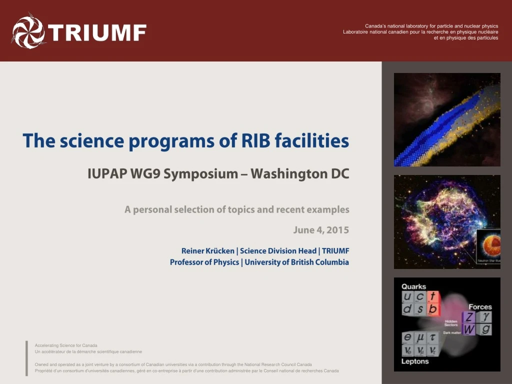 the science programs of rib facilities