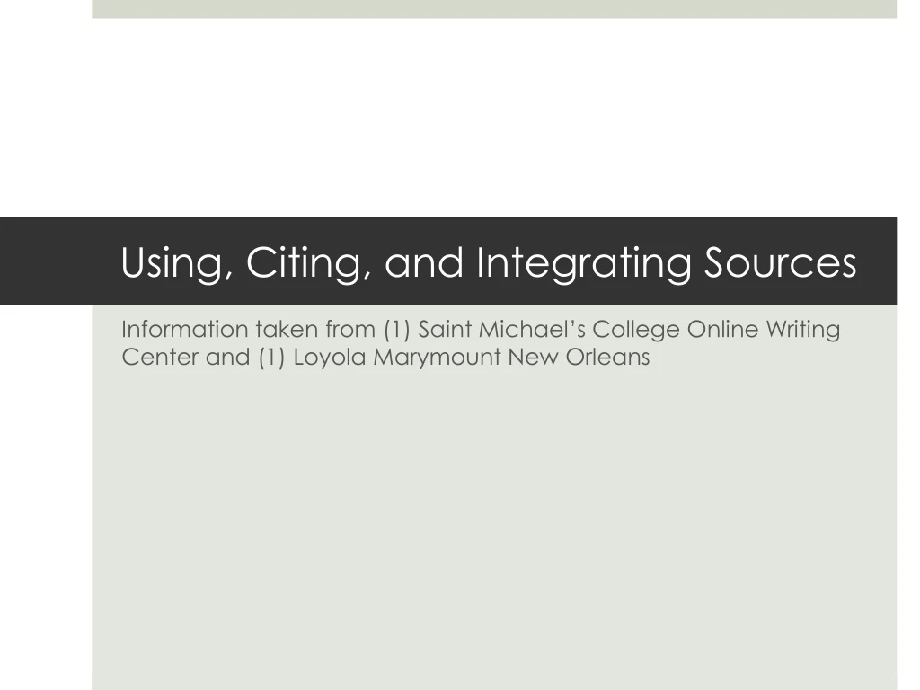 using citing and integrating sources