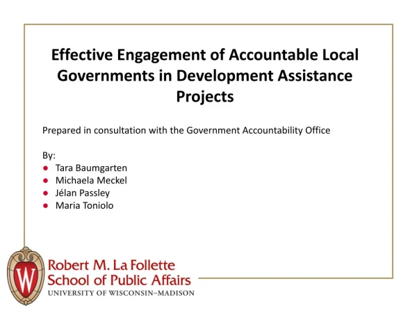 Effective Engagement of Accountable Local Governments in Development Assistance Projects