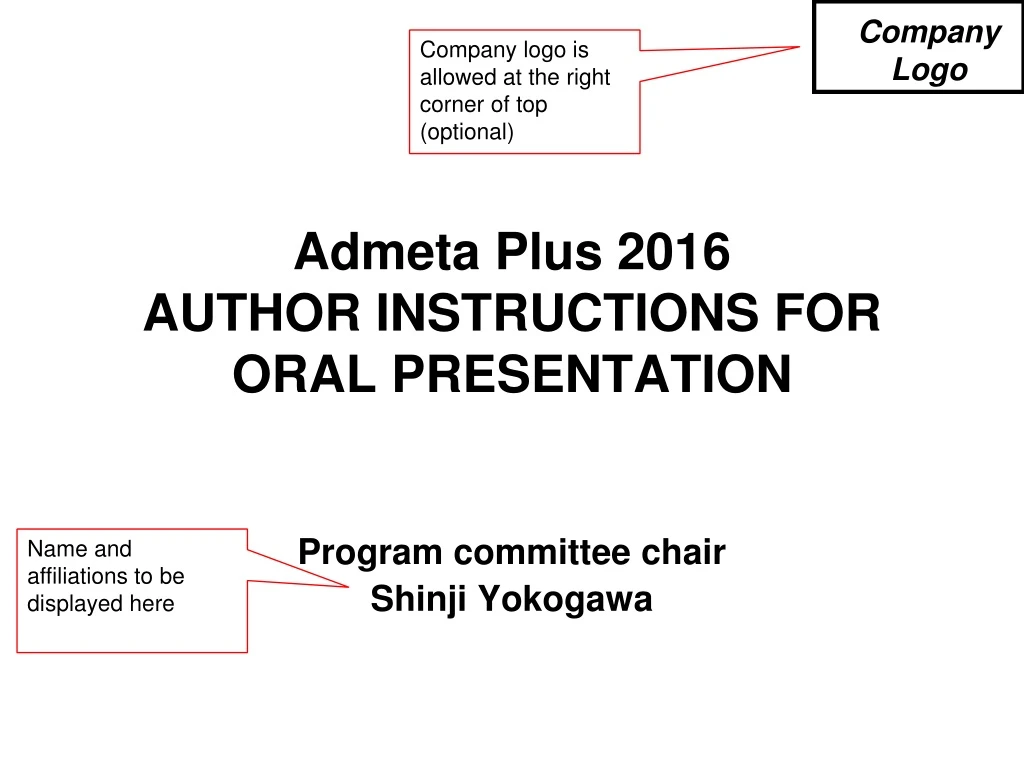 admeta plus 201 6 author instructions for oral presentation