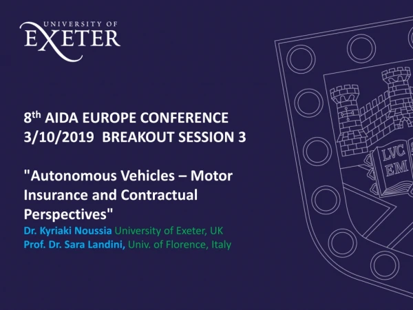 8 th AIDA EUROPE CONFERENCE 3/10/2019 BREAKOUT SESSION 3