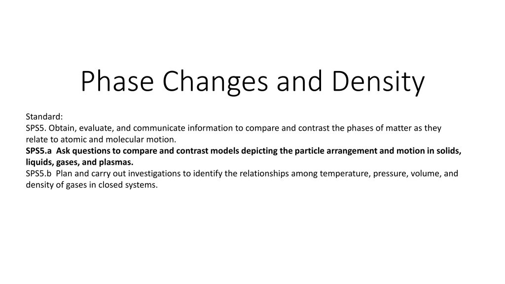 phase changes and density