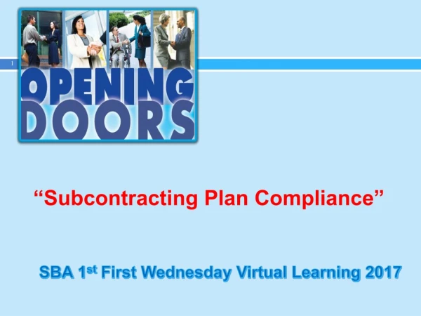 SBA 1 st First Wednesday Virtual Learning 2017