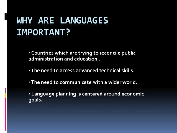 Why are languages important?