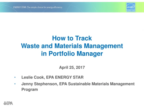 How to Track Waste and Materials Management in Portfolio Manager April 25, 2017